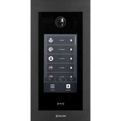 BALTER EVO-HD-BLACK-TOUCH-7 Türstation mit 7 Zoll Full-Touch-Display in Schwarz für bis zu 1.000 Teilnehmer mit Full HD Video (1080p), 7“ Touchdisplay zur Bedienung direkt auf dem Display, 2-Draht IP-BUS Technologie (Video / Audio / Strom), 175° Weitwinke
