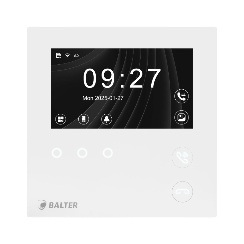 BALTER EVO HD MINI 4.3" WIFI Videostation, LCD-Farb-Bildschirm, microSD, Sensortasten, 2-Draht IP-BUS, Plaxiglas, Interkom, Weiß