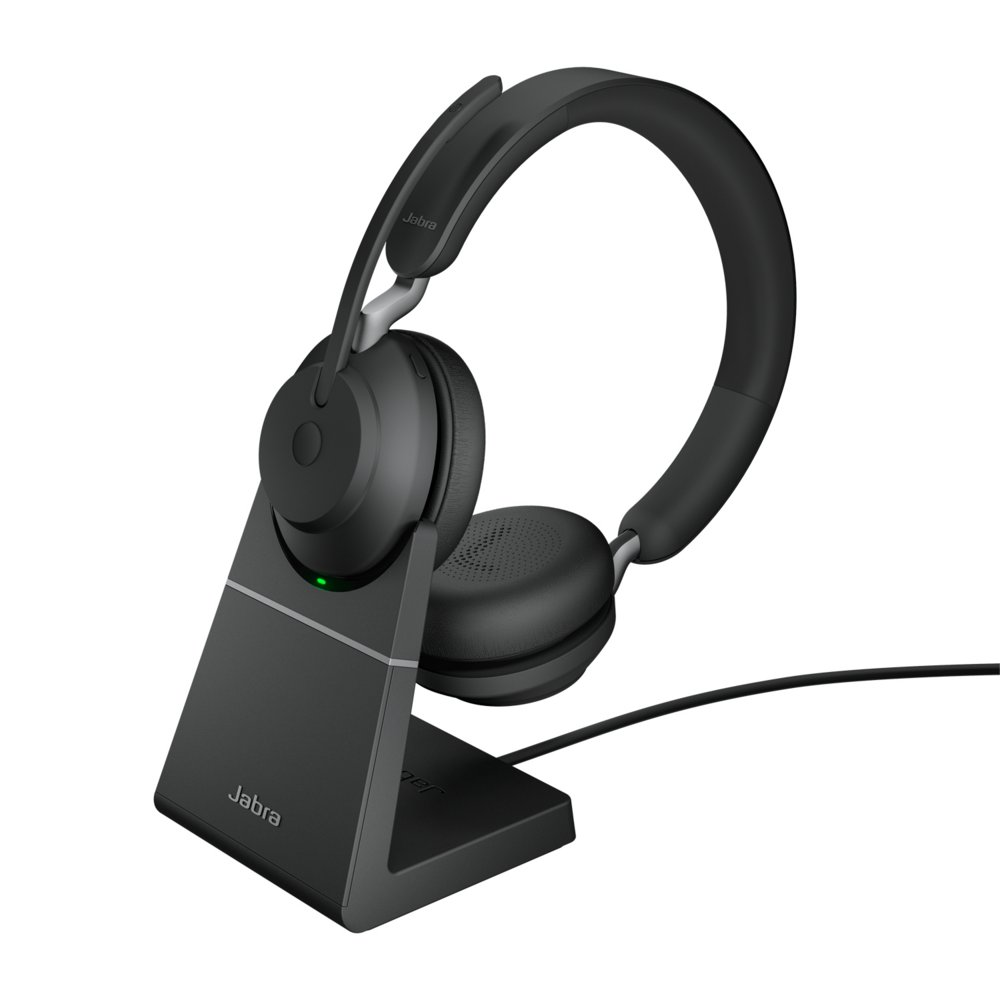 Jabra Evolve2 65 | Kabelloses On-Ear Headset | USB-Empfänger | Ladestation | Schwarz