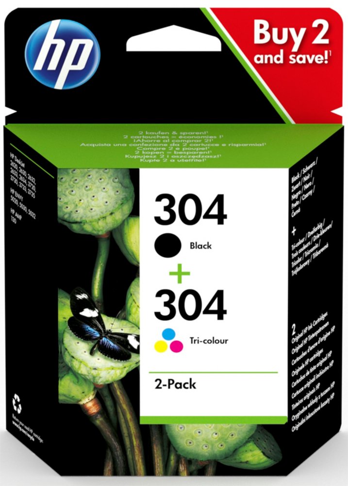 HP 304 | Original Schwarz/Dreifarbige Tintenpatronen | 2er-Pack