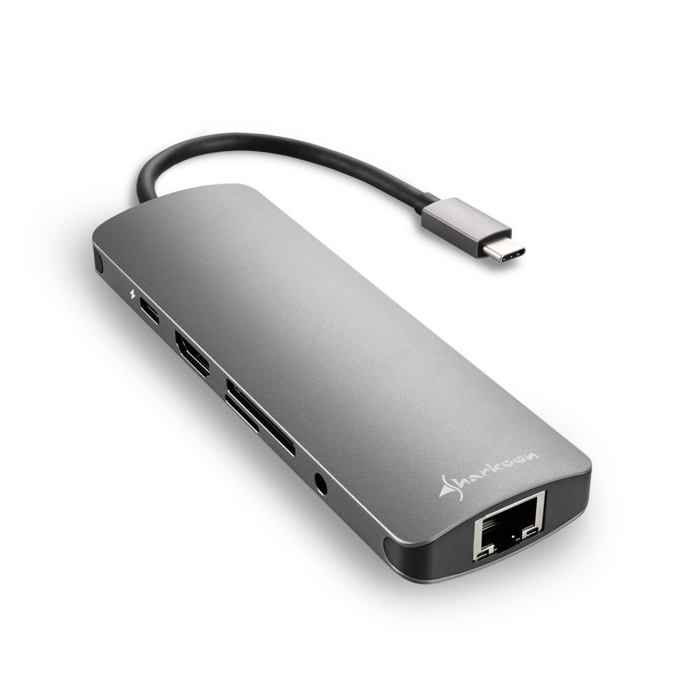 Sharkoon USB 3.0 Typ-C Kombi-Adapter | HDMI + RJ-45 + USB 3.2 Gen 1 (3.1 Gen 1) | Schnittstellenkarte / Adapter