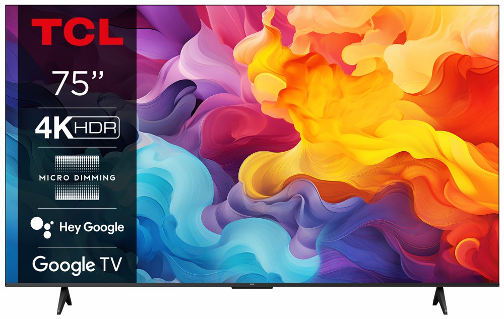 TCL 75P69B 75" | Ultra HD 4K LED Smart-TV | Google TV + WLAN | HDR10 für Realistische Farben und Kontraste | Schlankes Design | 60 Hz