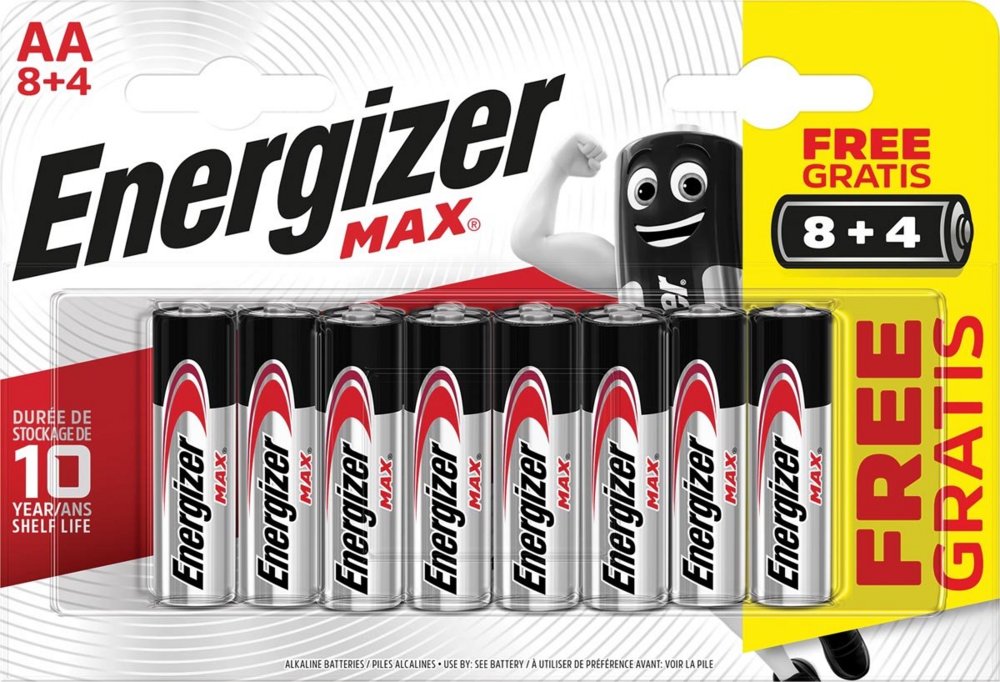 Energizer Max | AA-Batterien | Alkaline | 8+4er-Packung
