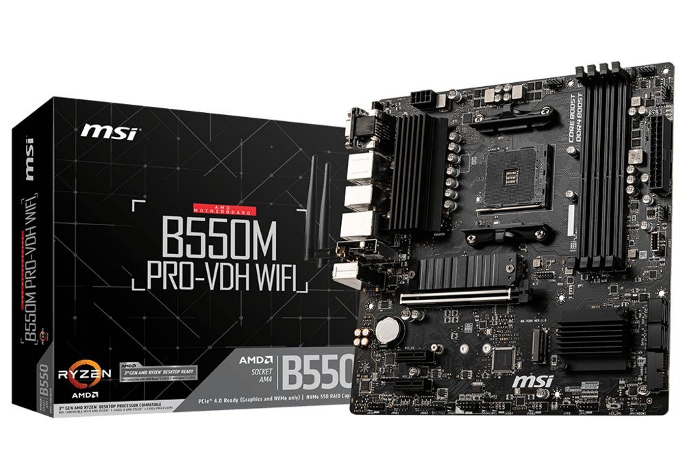 MSI B550M PRO-VDH WIFI | Sockel AM4 | AMD B550 | 4xDDR4 | Micro-ATX | Mainboard