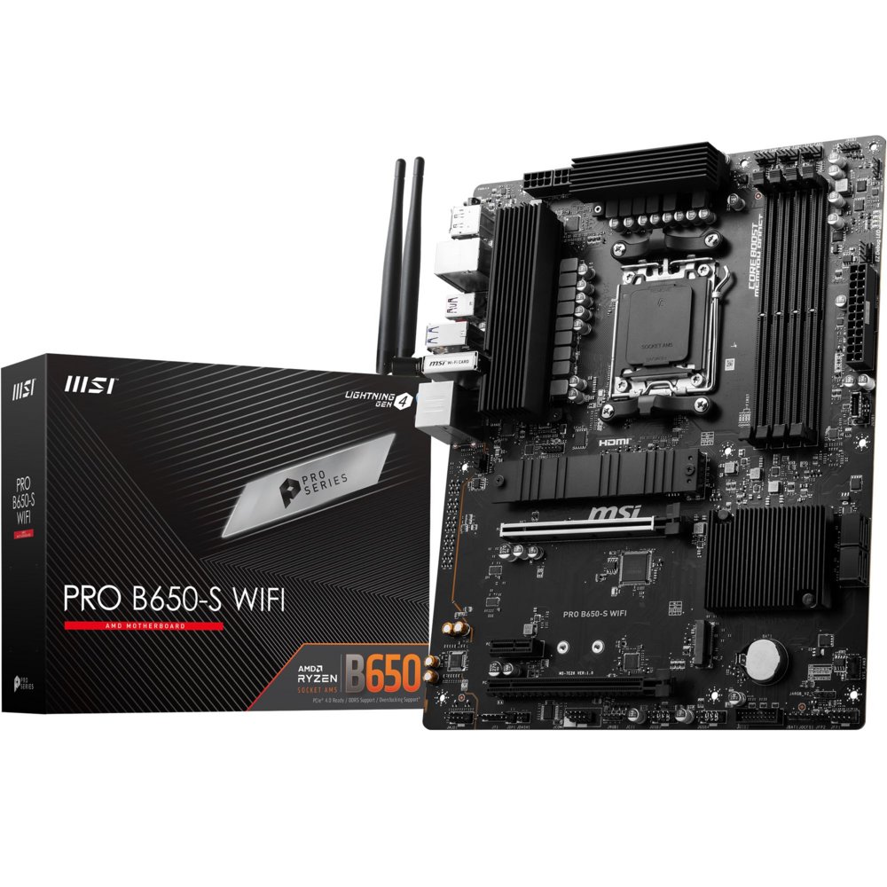 MSI PRO B650-S WIFI | Sockel AM5 | AMD B650 | 4xDDR5 | ATX | Mainboard