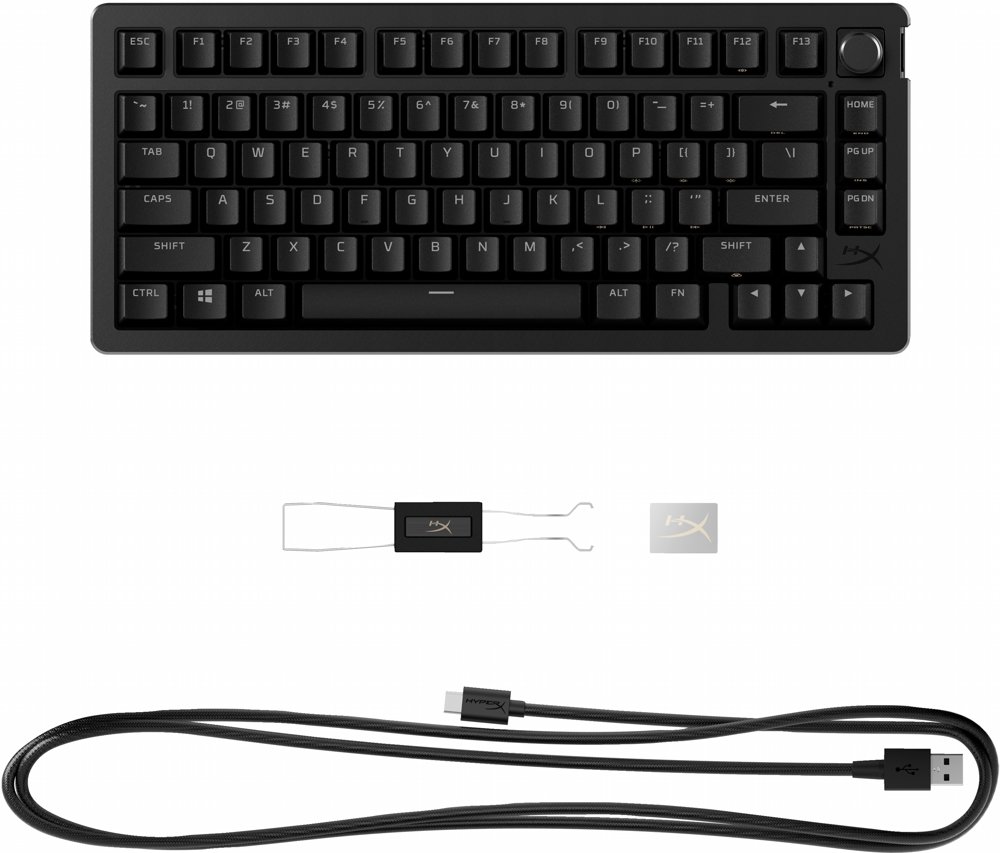 HyperX Alloy Rise 75 | Kompakte Mechanische Gaming-Tastatur (75 % Layout) | RGB | USB-C | Schwarz | QWERTY