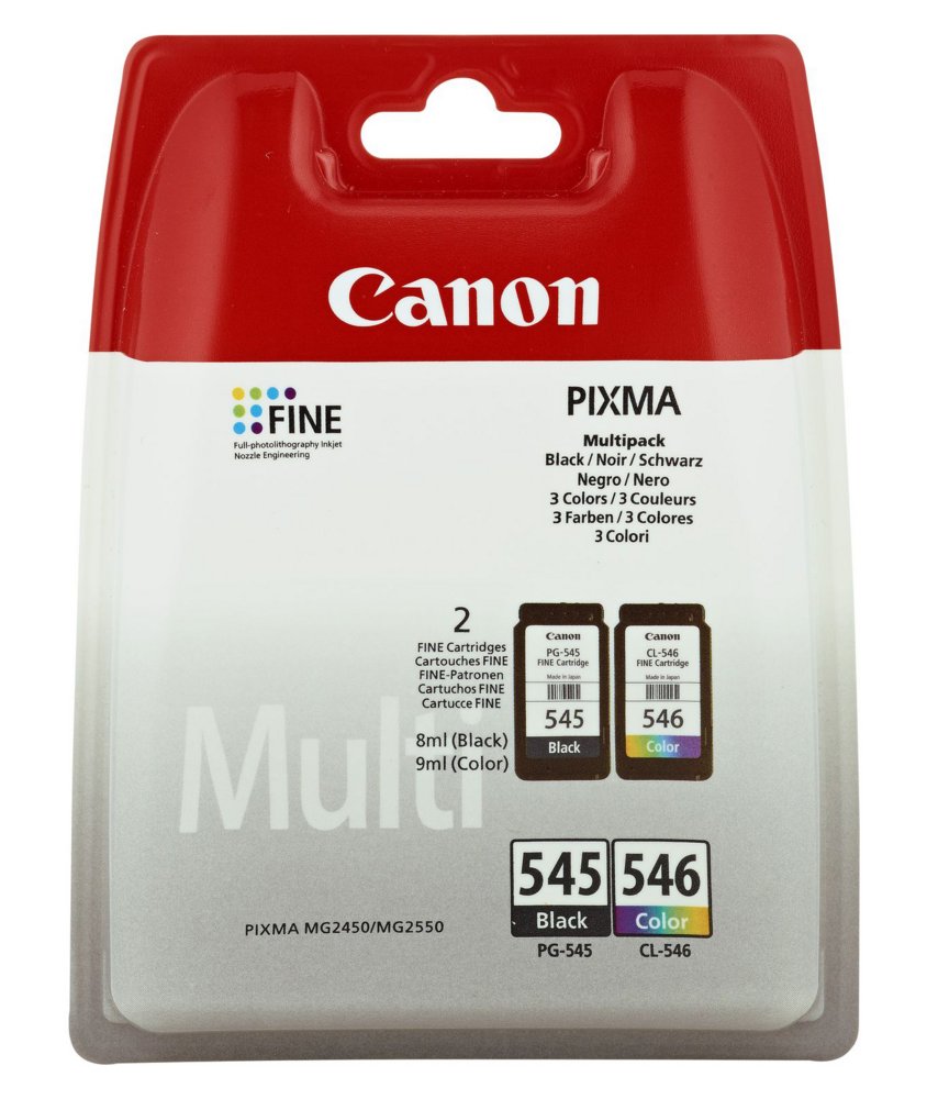Canon PG-545 / CL-546 Multipack | Tintenpatronen | Original | Schwarz + Cyan, Magenta, Gelb | 2 Stück
