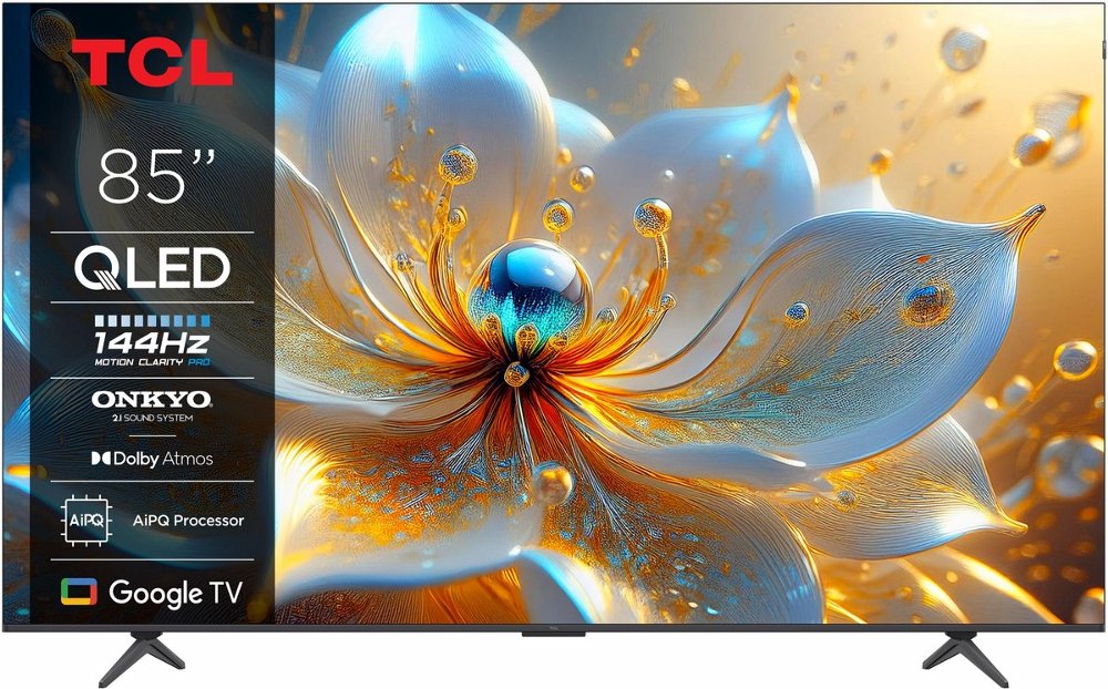 TCL 85T8C | 85" 4K Ultra HD QD-MiniLED | 144 Hz | Google TV | Dolby Vision | HDMI 2.1 | Smart TV