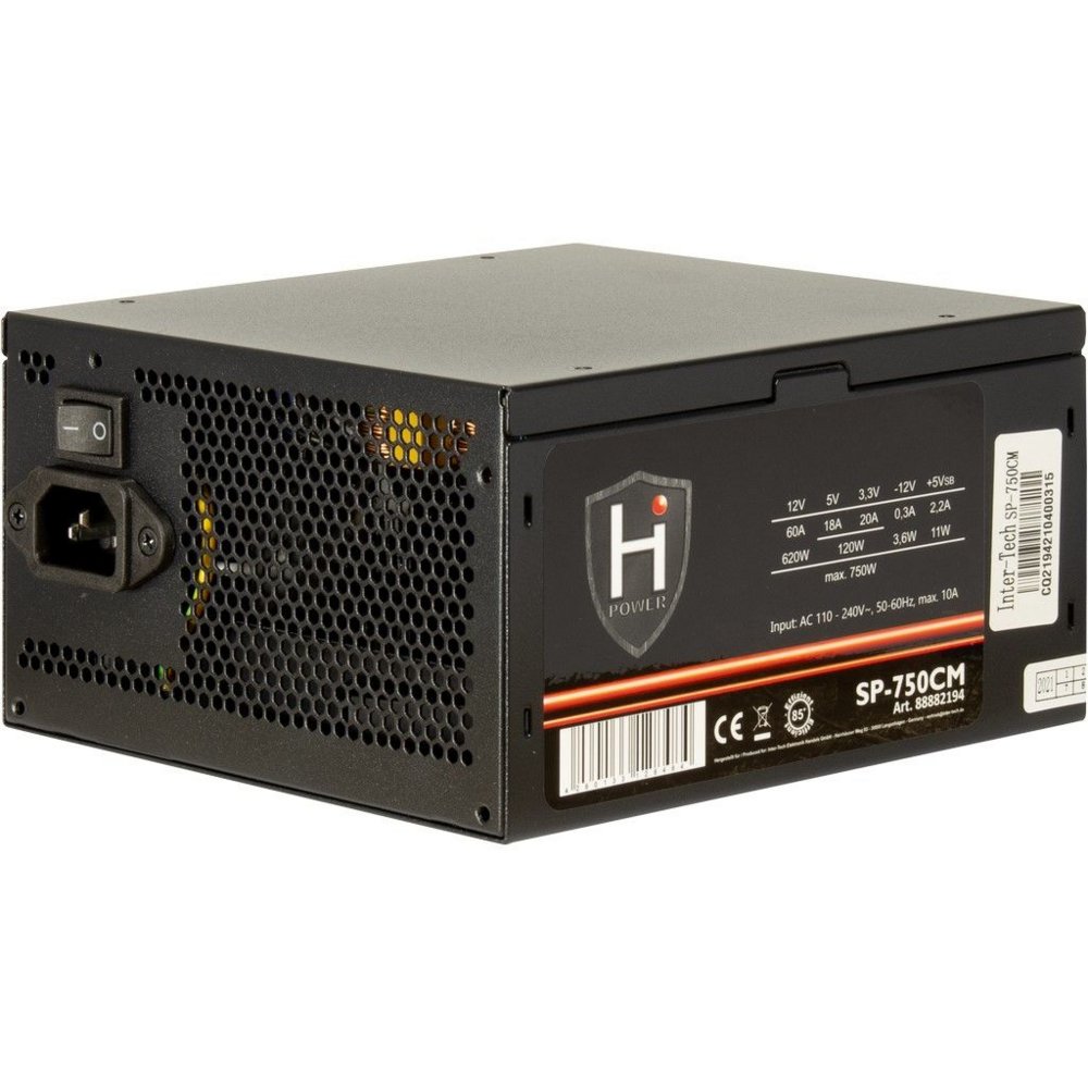 Inter-Tech HiPower SP-750CM | 750 Watt ATX PSU | Teilmodular | Netzteil | Stromversorgung