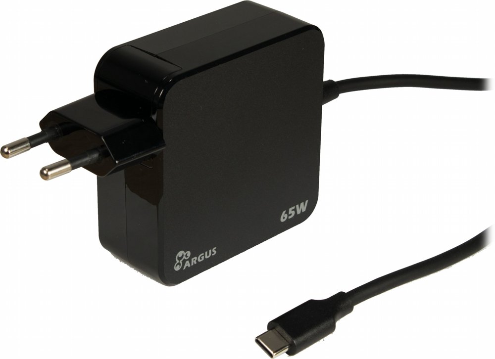 Inter-Tech Argus PD-2065 | Universelles USB-C Ladegerät 65W | Schwarz | Mit Integriertem Kabel