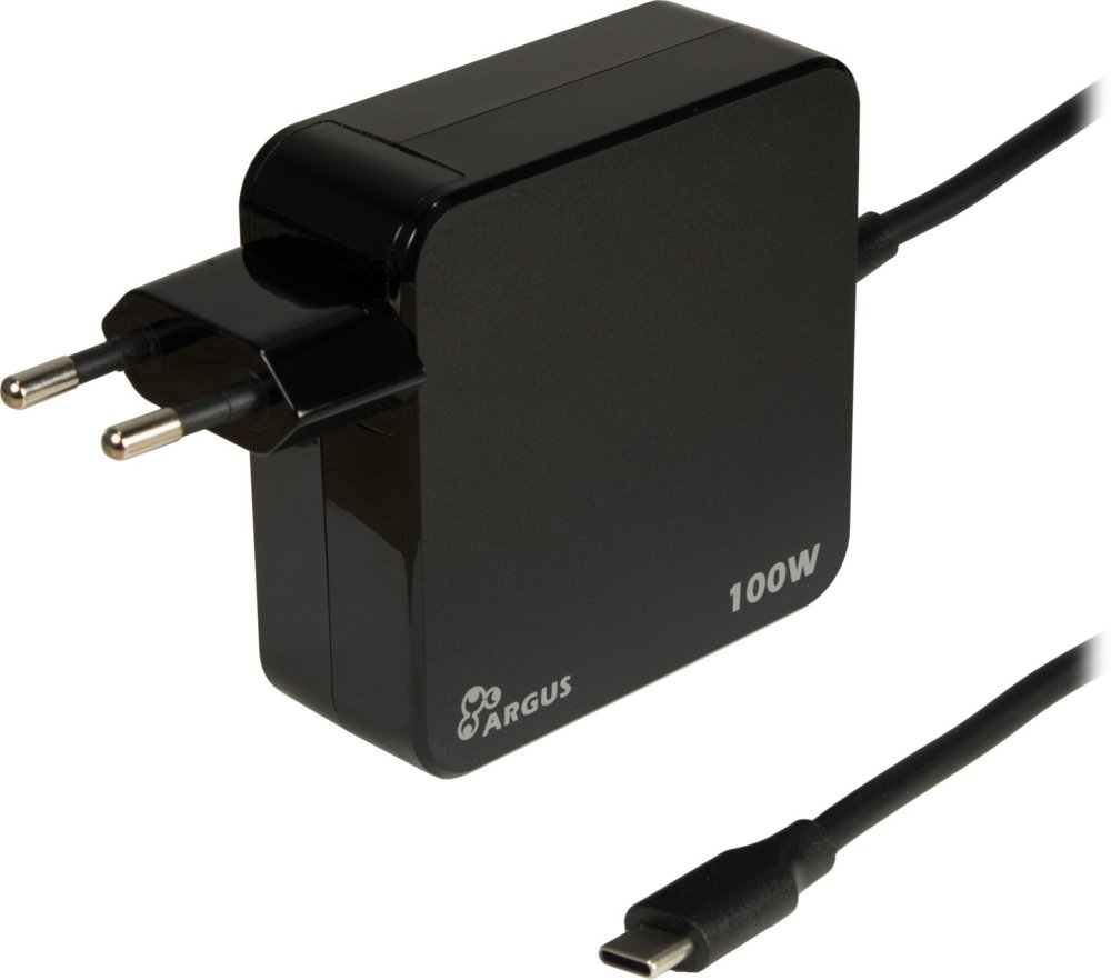 Inter-Tech PD-2100 | USB-C Ladegerät 100W | Schwarz | Mit Integriertem Kabel