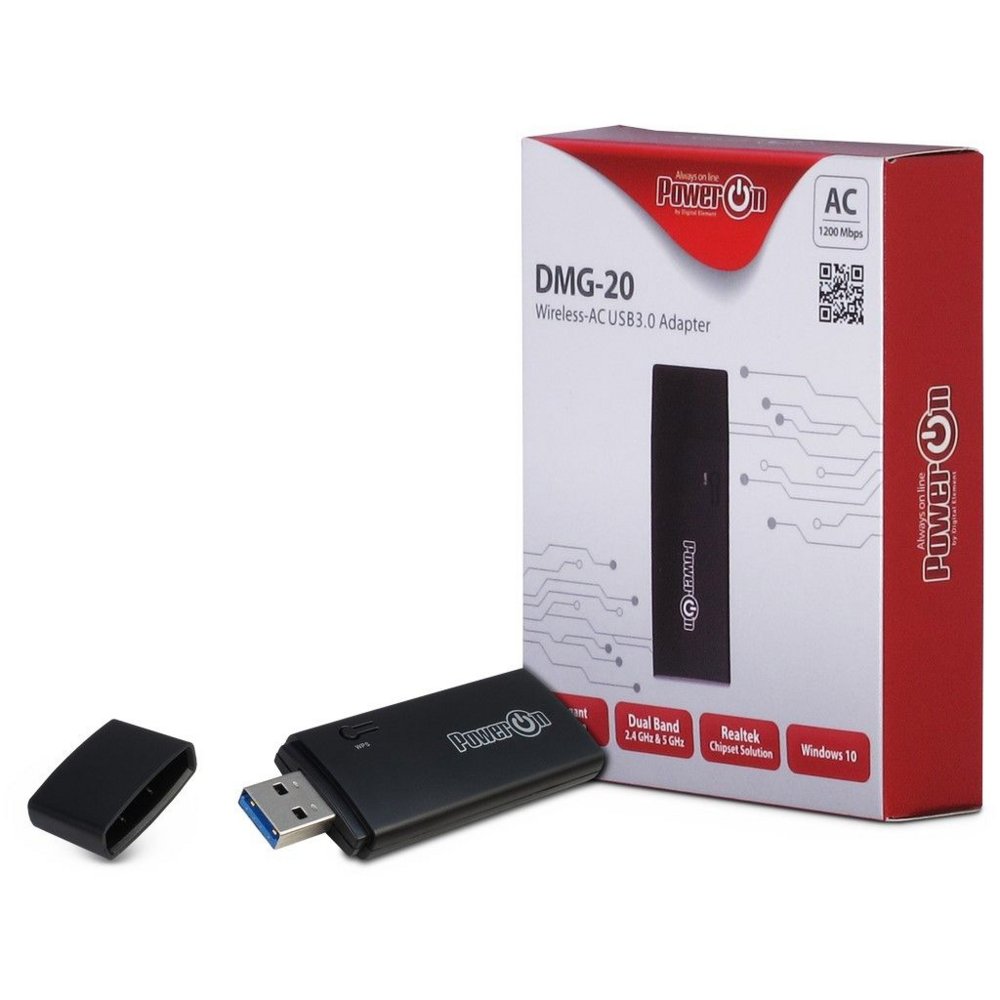 Inter-Tech DMG-20 | Wi-Fi 5 USB-Adapter | 867 Mbit/s | Dual-Band (2,4 GHz / 5 GHz) | USB 3.0 | Schwarz