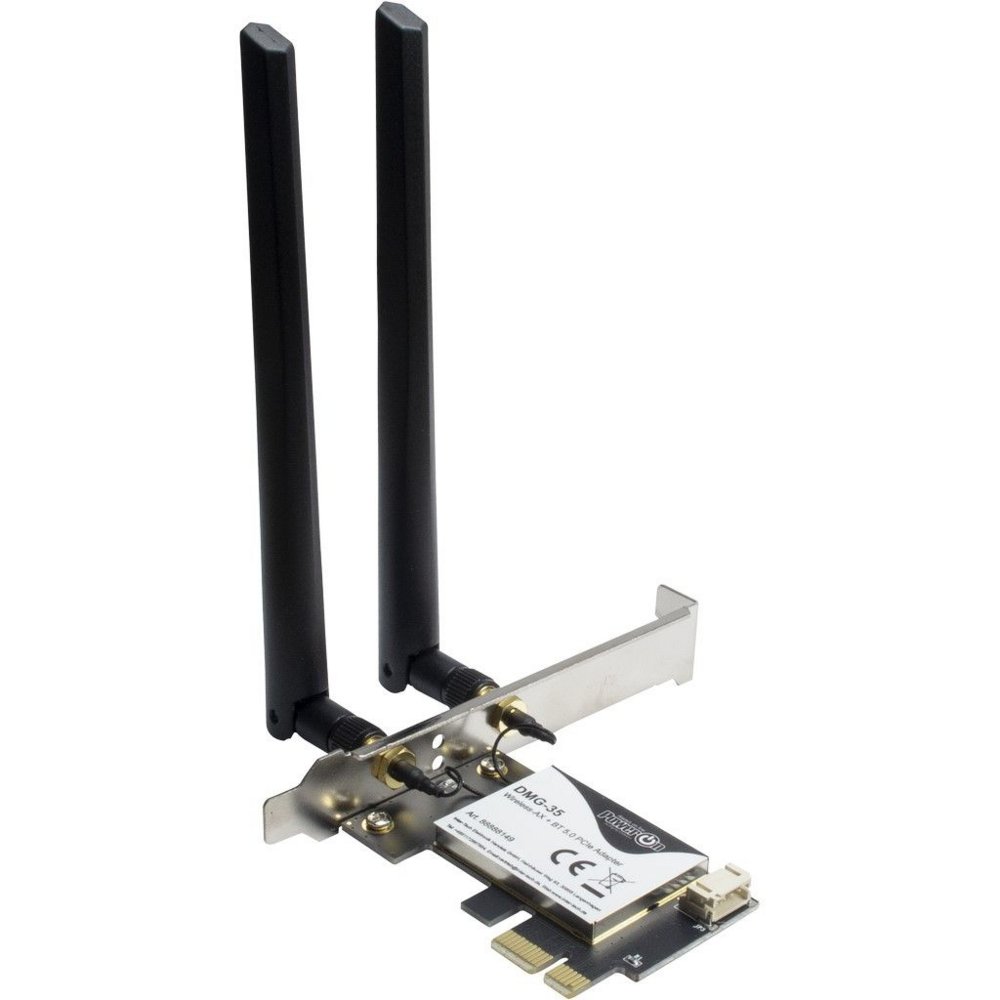 Inter-Tech DMG-35 | Wi-Fi 6 & Bluetooth 5.0 PCIe-Adapter | 3000 Mbit/s | Dual-Band (2,4 GHz / 5 GHz) | Intel AX200 Chipsatz | PCIe x1