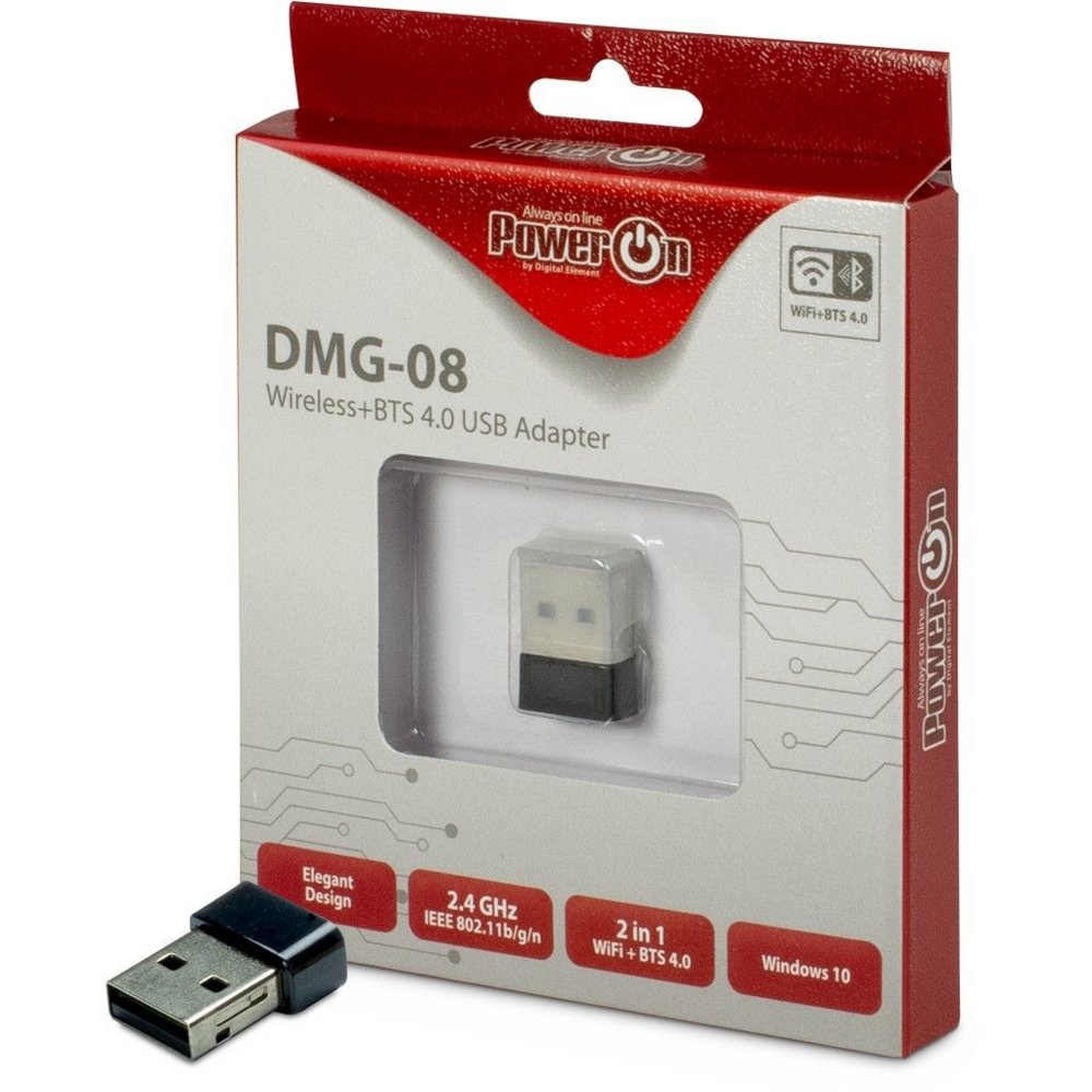 Inter-Tech DMG-08 | Wi-Fi 4 & Bluetooth 4.0 USB-Adapter | 150 Mbit/s | 2,4 GHz | USB 2.0 | Schwarz