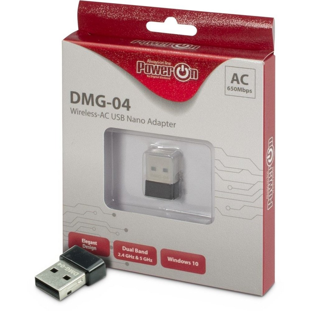 Inter-Tech DMG-04 | Wi-Fi 5 USB-Nano-Adapter | 433 Mbit/s (5 GHz) / 200 Mbit/s (2,4 GHz) | USB 2.0 | Schwarz