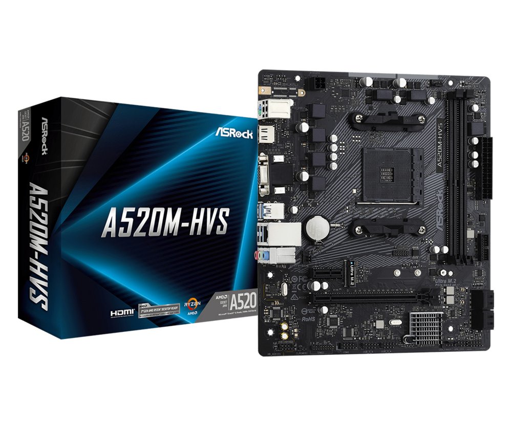 ASRock A520M-HVS | Sockel AM4 | AMD A520 | 2xDDR4 | Micro-ATX | Mainboard