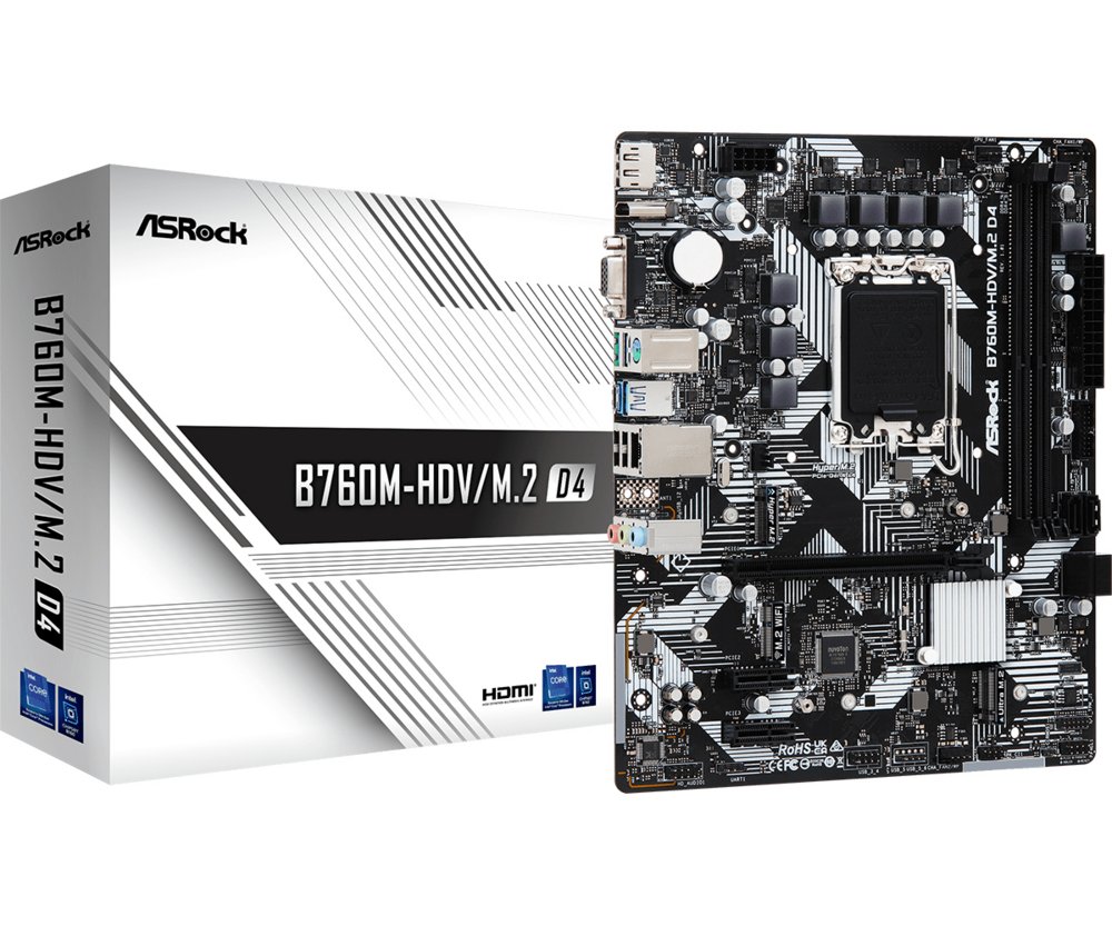 ASRock B760M-HDV/M.2 D4 | Sockel LGA 1700 | Intel B760 | 2x DDR4 | Micro-ATX | Mainboard