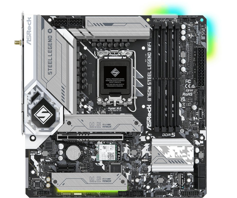 ASRock B760M Steel Legend WiFi | Sockel LGA 1700 | Intel B760 | 4xDDR5 | Micro-ATX | Mainboard