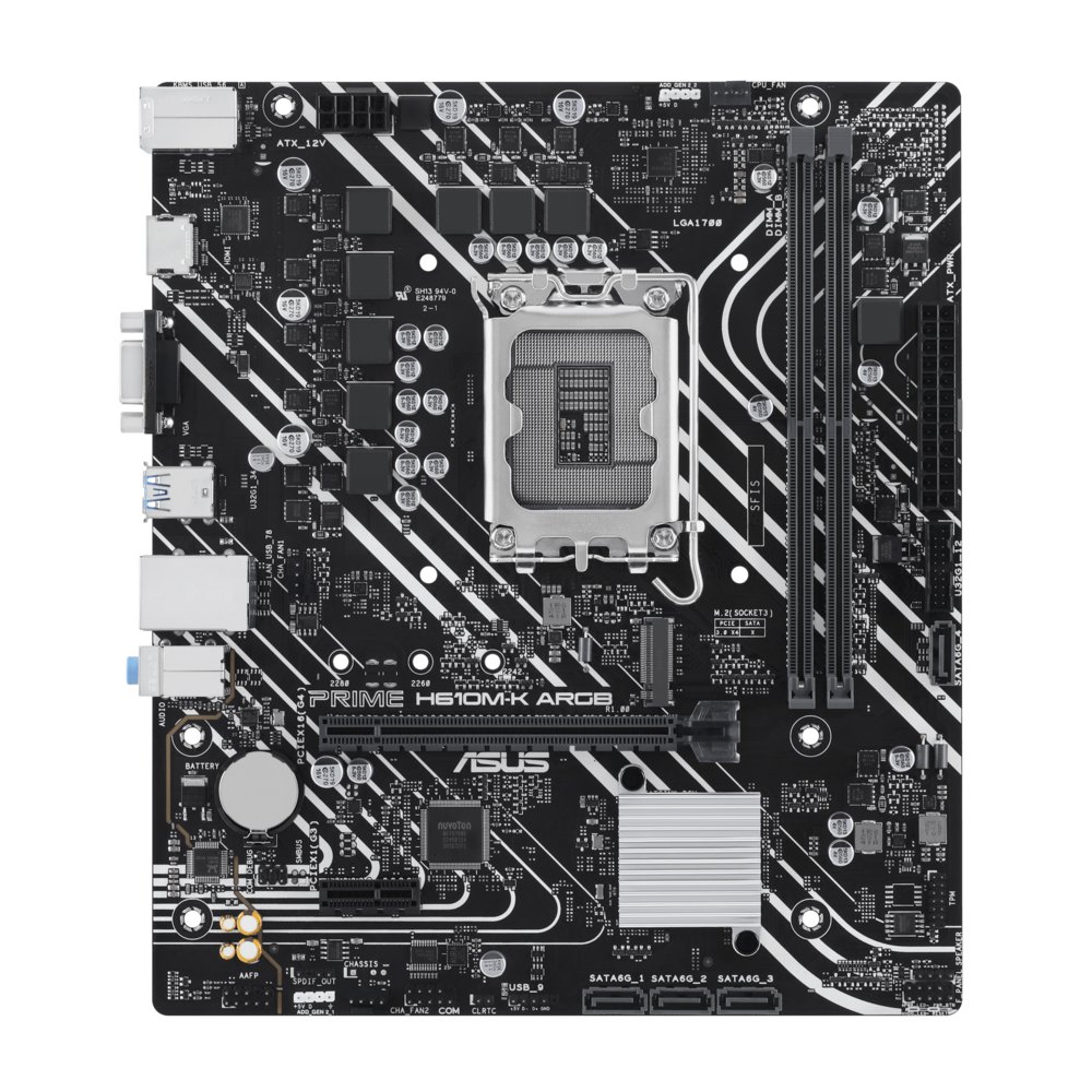 ASUS PRIME H610M-K ARGB | Sockel LGA 1700 | Intel H610 | 2xDDR5 | Micro-ATX | Mainboard