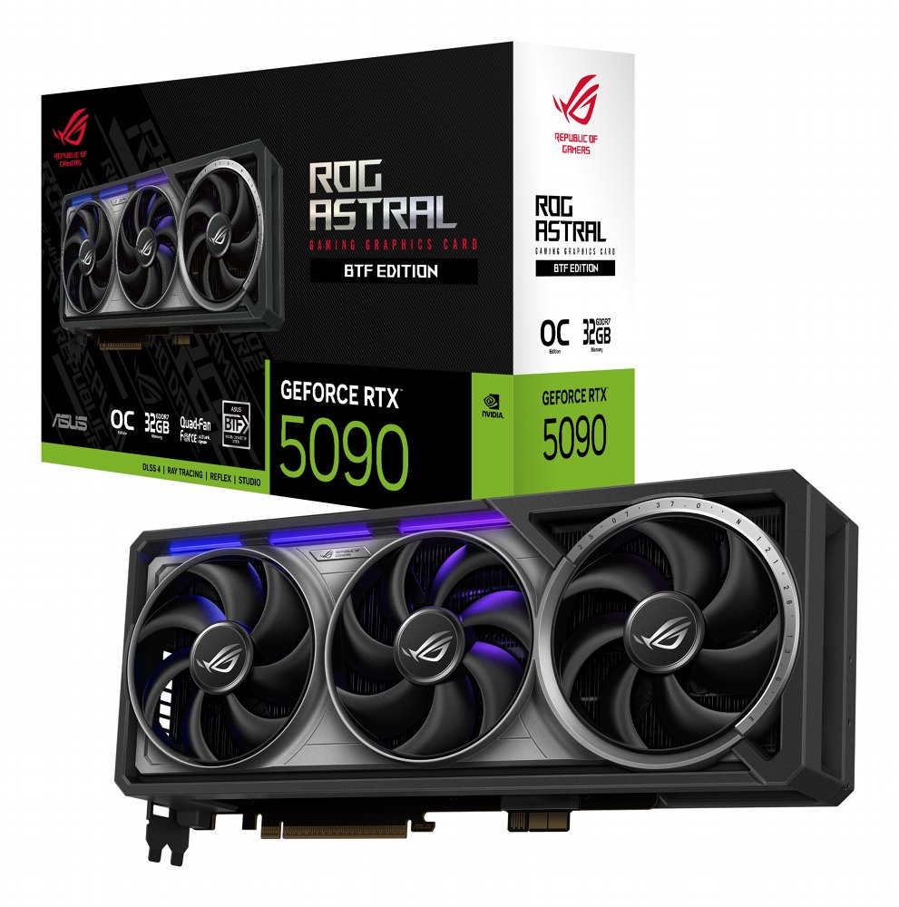 ASUS ROG Astral GeForce RTX 5090 O32G BTF Gaming | 32 GB GDDR7 VRAM | 4K-Gaming & KI | Grafikkarte | GPU | Nvidia