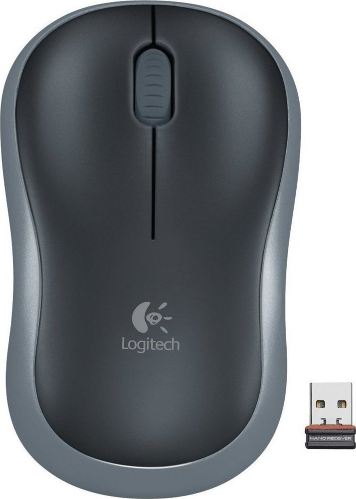 Logitech M185 | Kabellose Maus | Für Links- und Rechtshänder | RF | 1000 DPI | Schwarz/Grau