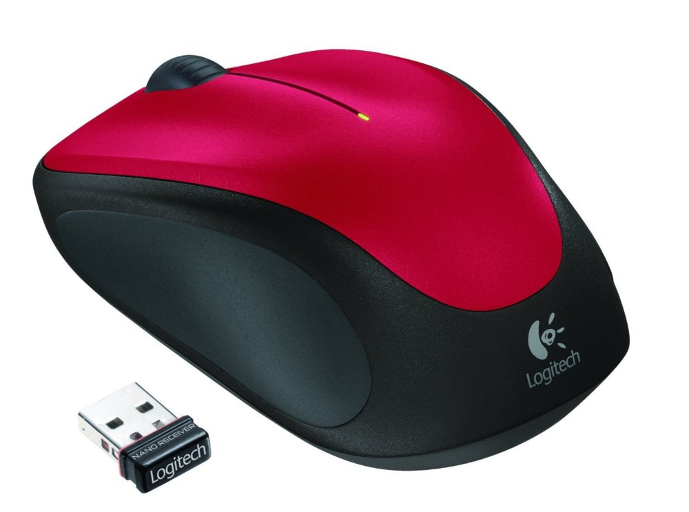 Logitech M235 | Kabellose Maus | Für Links- und Rechtshänder | RF | 1000 DPI | Rot/Schwarz