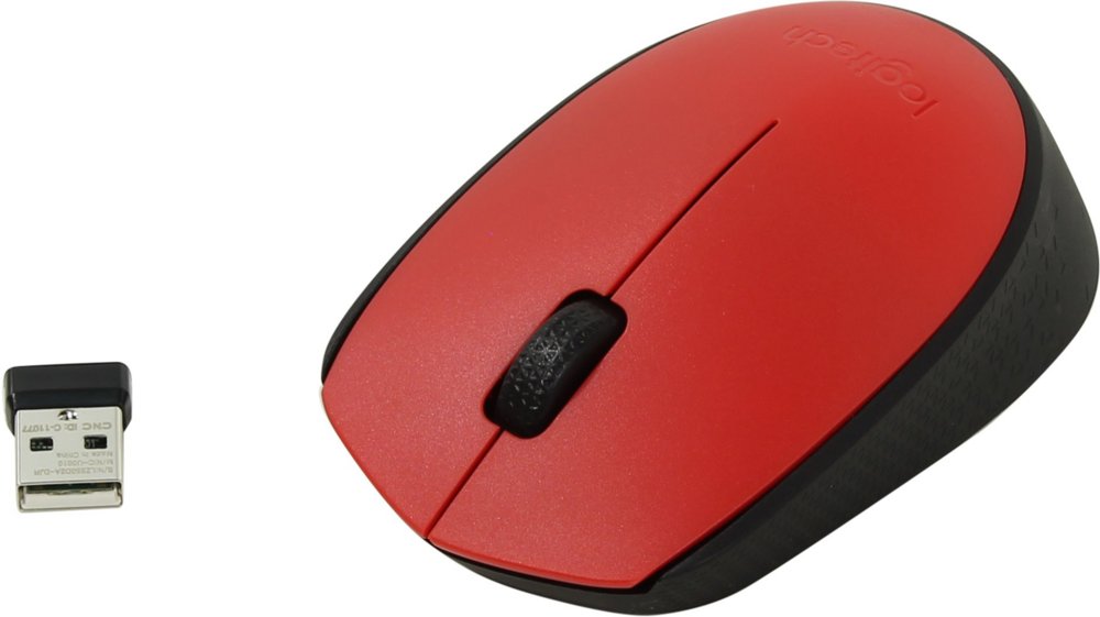 Logitech M171 | Kabellose Maus | Für Links- und Rechtshänder | RF | 1000 DPI | Rot/Schwarz