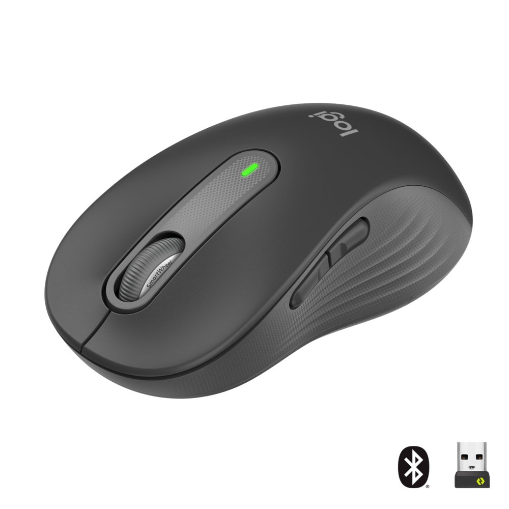 Logitech Signature M650 Large | Kabellose Maus | Rechtshändig | RF + Bluetooth | 2000 DPI | Graphit