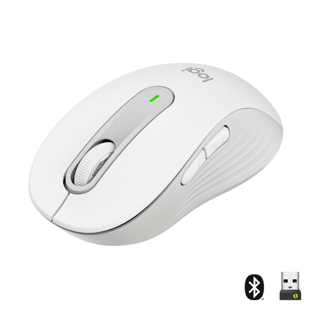 Logitech Signature M650 | Kabellose Maus | Rechtshändig | RF + Bluetooth | 2000 DPI | Weiß