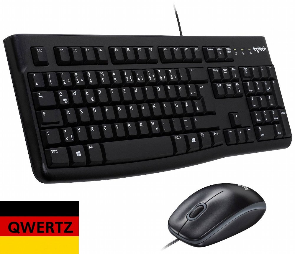 Logitech Desktop MK120 Tastatur USB QWERTZ Deutsch Maus enthalten Schwarz