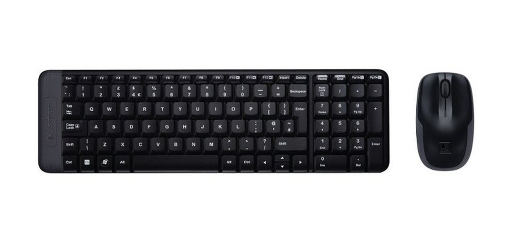 Logitech MK220 | Kabelloses Desktop-Set | Kompakte Tastatur und Maus | QWERTY | Schwarz