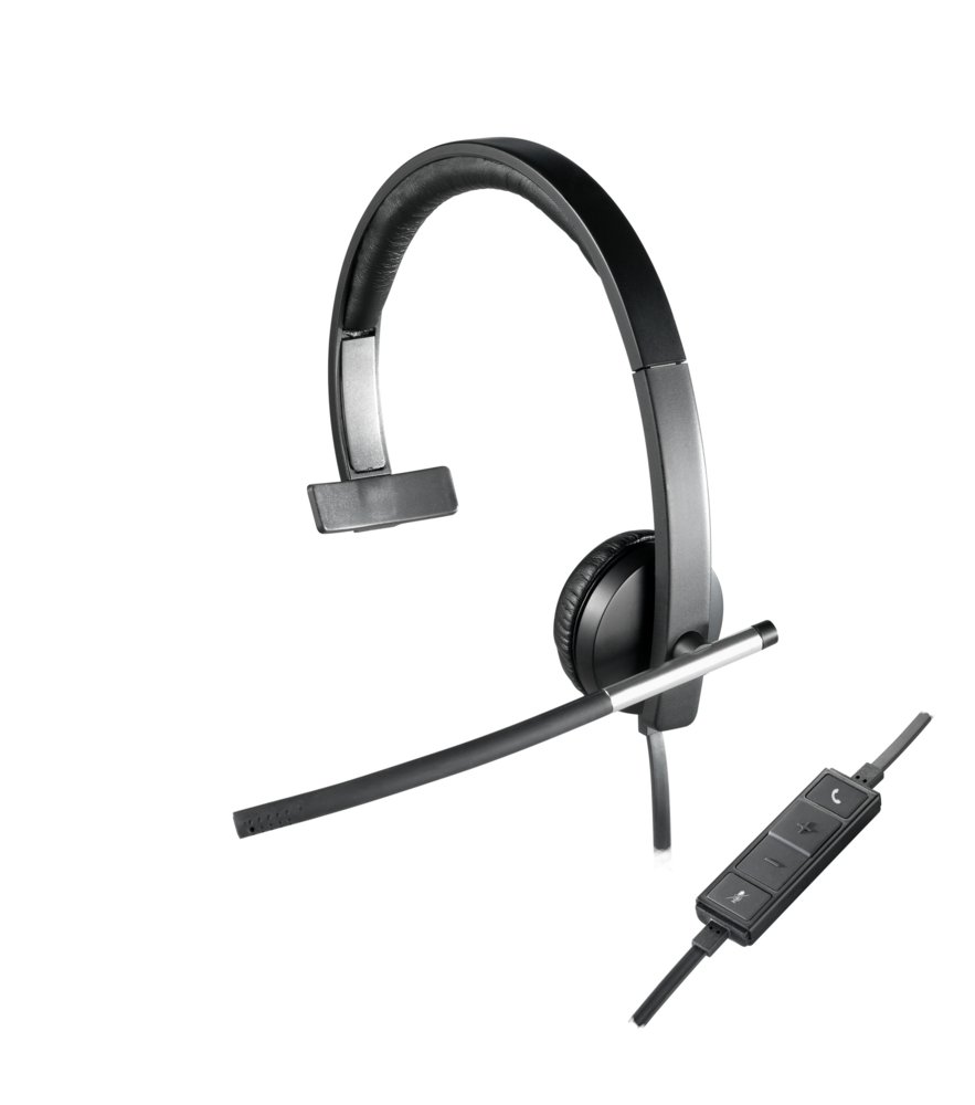 Logitech H650e | Kabelgebundenes On-Ear Mono Headset | USB-A | Schwarz/Silber