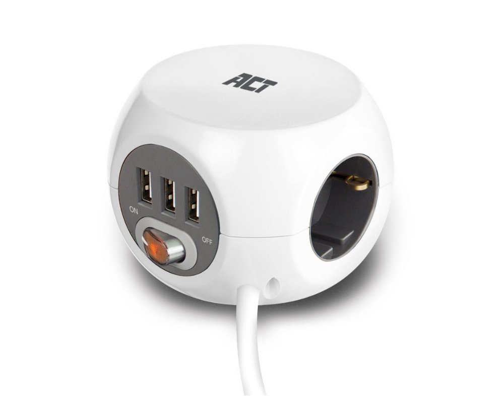 ACT AC2405 | Steckdosenleiste | 3 Steckdosen | 1,5 m | Für den Innenbereich | Weiß