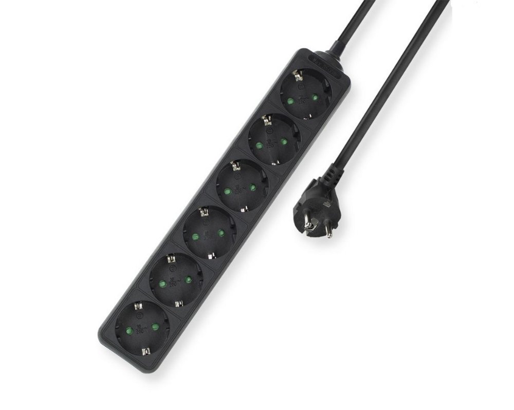 ACT AC2460 | Steckdosenleiste | 6 Steckdosen | 3 m | Für den Innenbereich | Schwarz