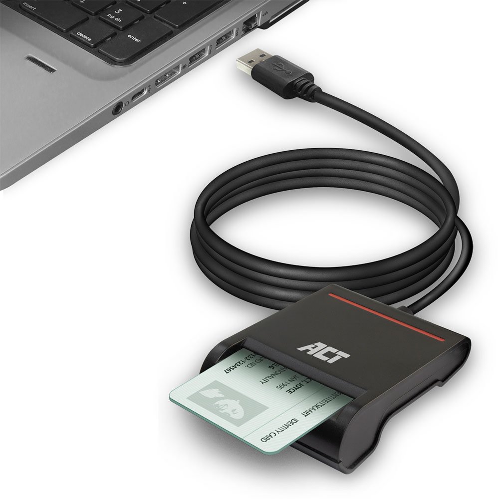 ACT AC6015 USB-Smartcard-eID-Kartenleser – Schwarz | USB 2.0 | Kompatibel mit Windows und macOS