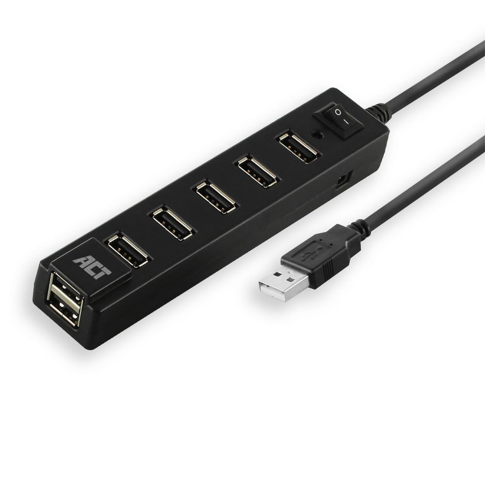 ACT AC6215 | USB 2.0 Schnittstellen-Hub | 480 Mbit/s | Schwarz
