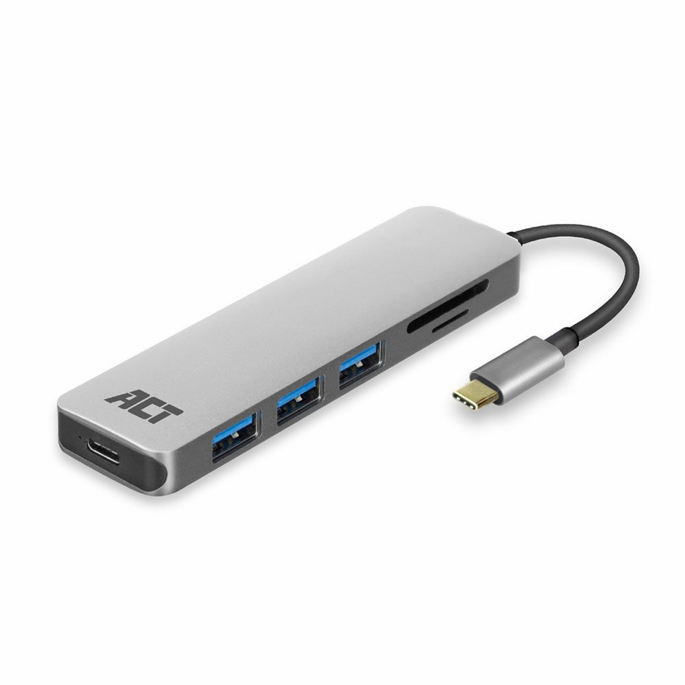 ACT AC7050 | 3-Port-USB-C-Hub | Kartenleser | Silber