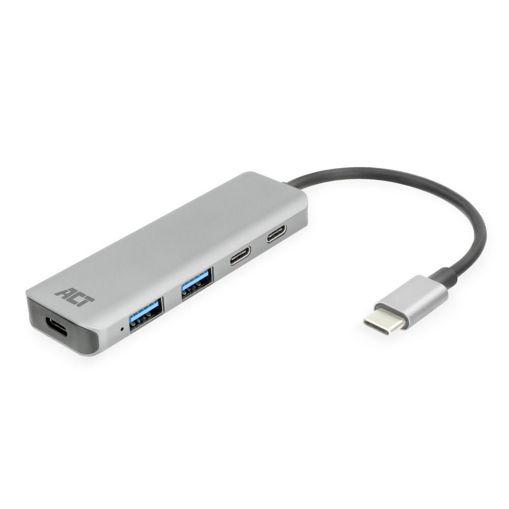 ACT AC7072 USB-C Hub 3.0 | 2x USB-A & 2x USB-C Anschlüsse | 5 Gbit/s | Aluminiumgehäuse | 12 cm Kabel