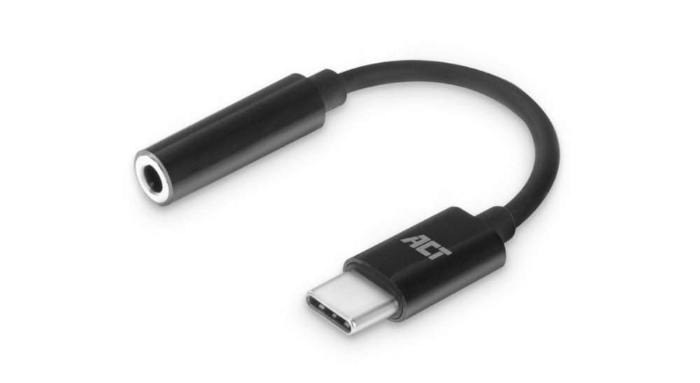 ACT AC7380 | 3,5 mm auf USB Typ-C | 0,11 Meter | Audiokabel-Abstandshalter | Schwarz