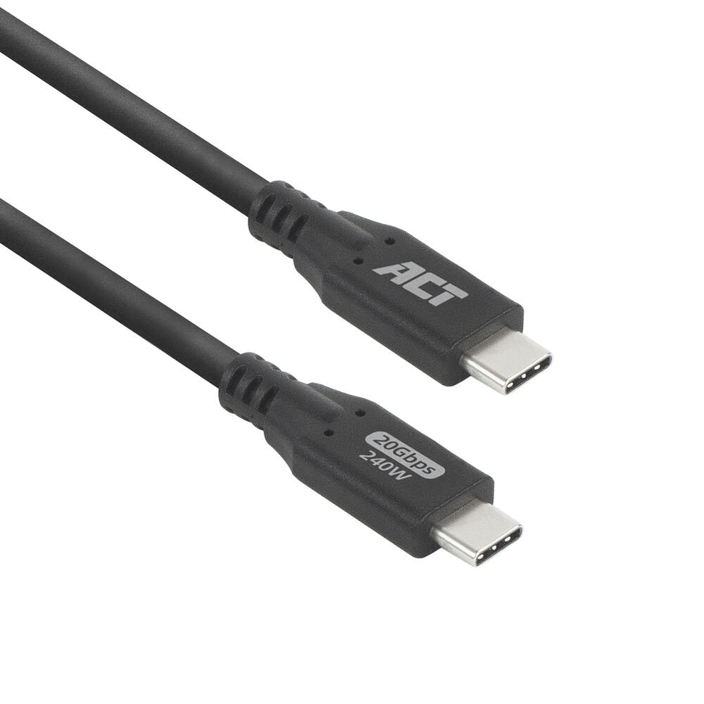 ACT | USB4-Kabel | 20 Gbit/s | 240 W | USB-C auf USB-C | 0,5 m | Schwarz