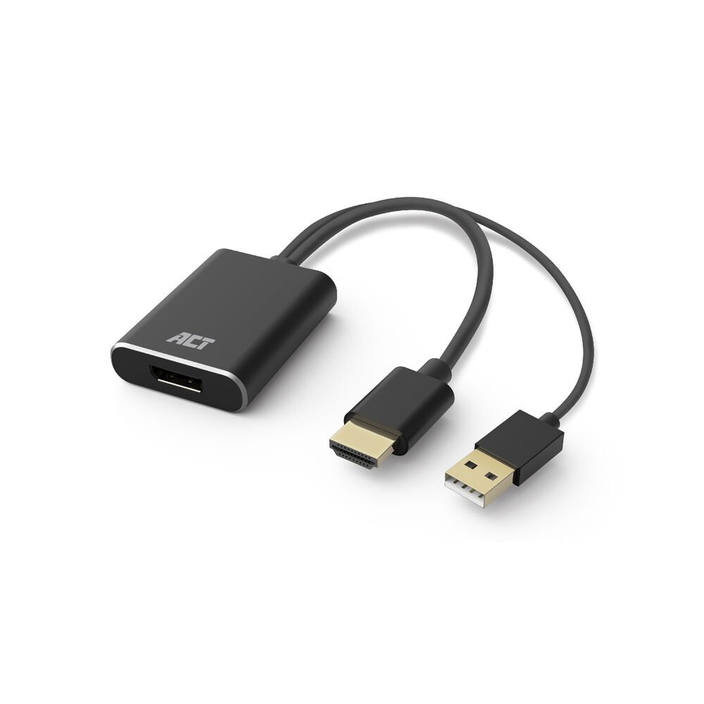 ACT AC7536 | HDMI + USB auf DisplayPort Adapterkabel | 0,24 m | Schwarz