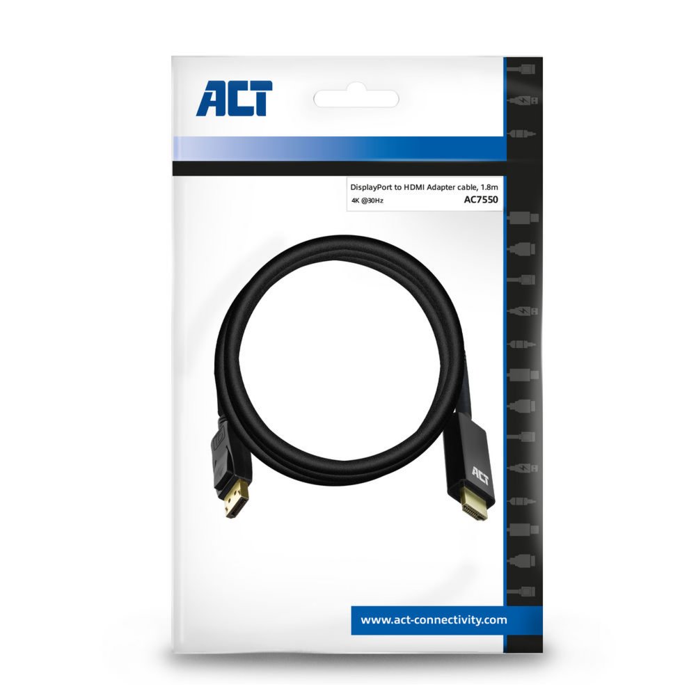 ACT AC7550 | DisplayPort-auf-HDMI-Kabel | 1,8 m | Schwarz