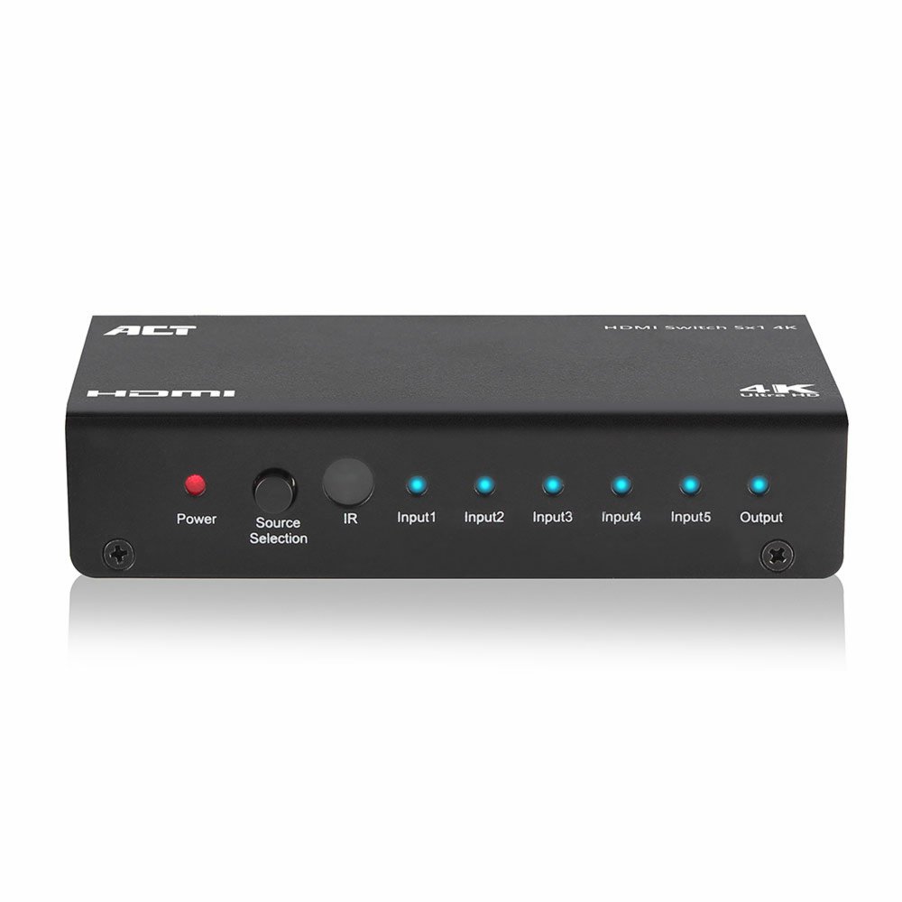 ACT AC7840 HDMI-Switch | 5 Eingänge | 1 Ausgang | 4K @ 30Hz | Inkl. Fernbedienung