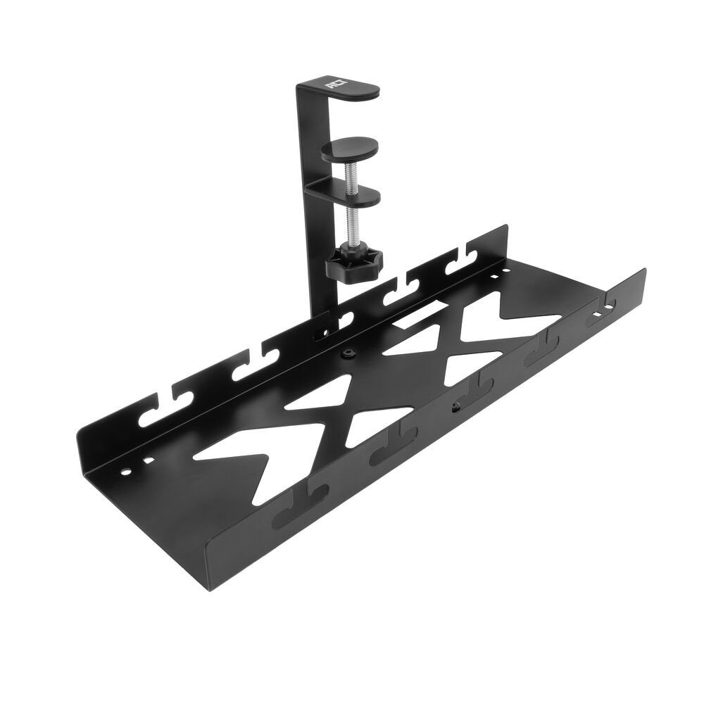 ACT Kabelkanal für unter den Schreibtisch | Klemmsystem | 40 cm | Kein Bohren erforderlich | Stahl | Schwarz