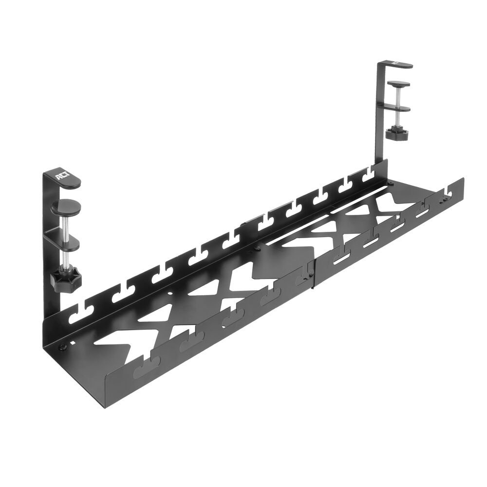ACT Verstellbare Kabelrinne für unter den Schreibtisch | Klemmsystem | 43 bis 72 cm | Kein Bohren erforderlich | Stahl | Schwarz