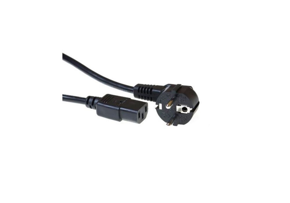 ACT 230V Anschlusskabel | Schuko-Stecker (gewinkelt) auf C13 | 230V / 10A | Schwarz | 5 m