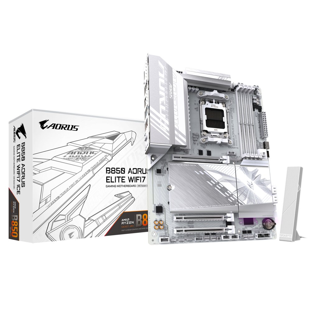 Gigabyte B850 AORUS ELITE WIFI7 ICE | Socket AM5 | AMD B850 | 4xDDR5 | ATX | Mainboard