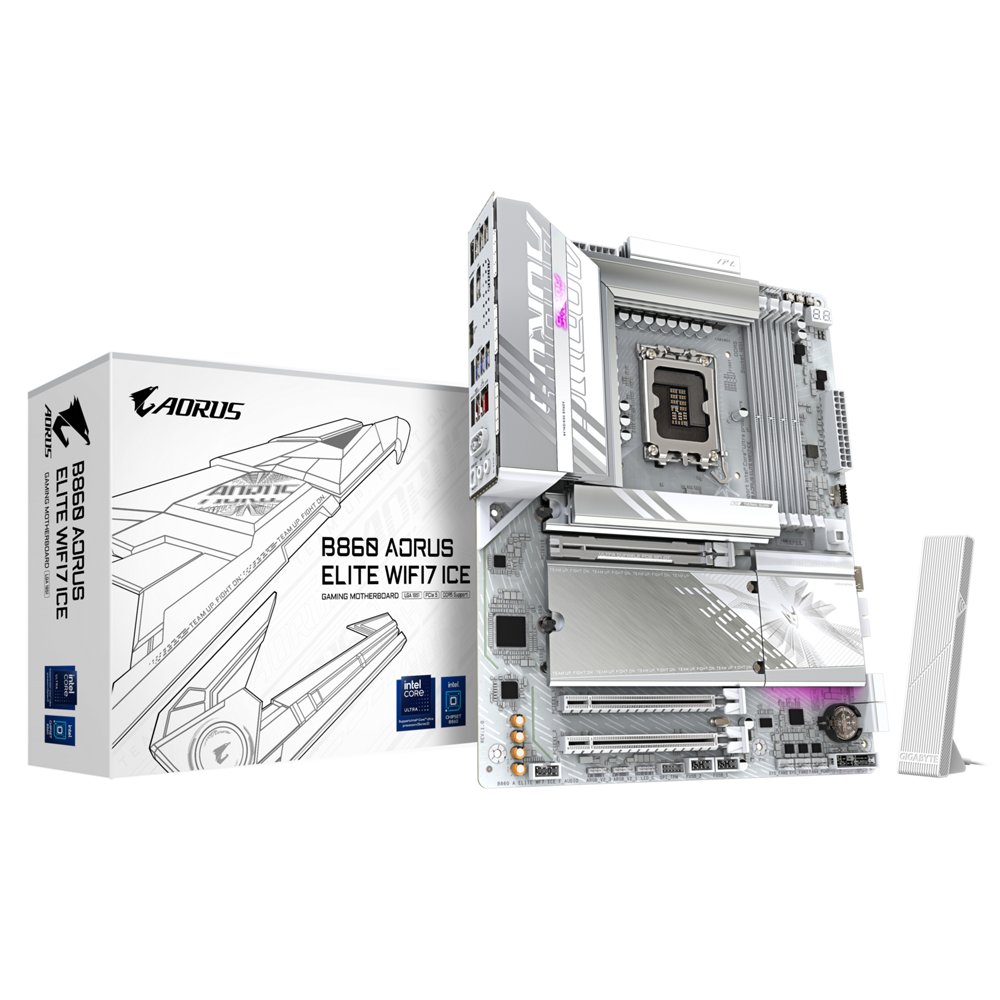 Gigabyte B860 AORUS ELITE WIFI7 ICE | Socket LGA 1851 (V1) | Intel B860 | 4xDDR5 | ATX | Motherboard