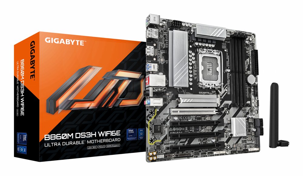 Gigabyte B860M DS3H WIFI6E | Socket LGA 1851 (V1) | Intel B860 | 4xDDR5 | Micro ATX | Motherboard