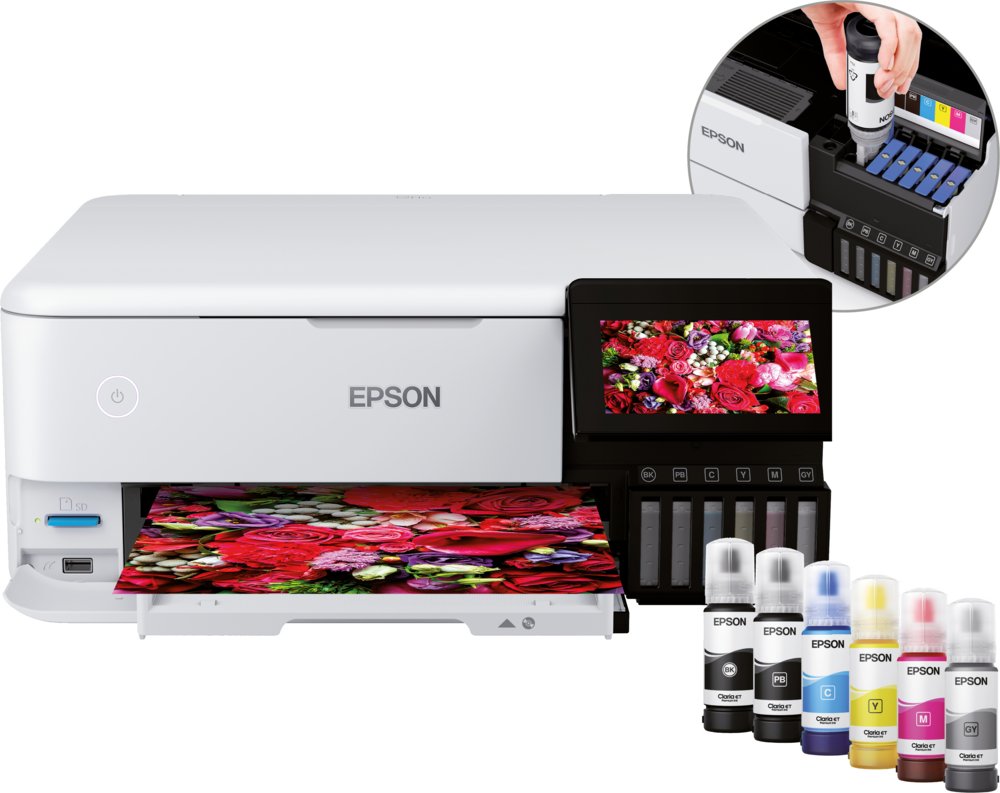 Epson EcoTank ET-8500 | All-in-One Tintenstrahldrucker | 6-Farben-Tintensystem | A4 | WLAN | Weiß